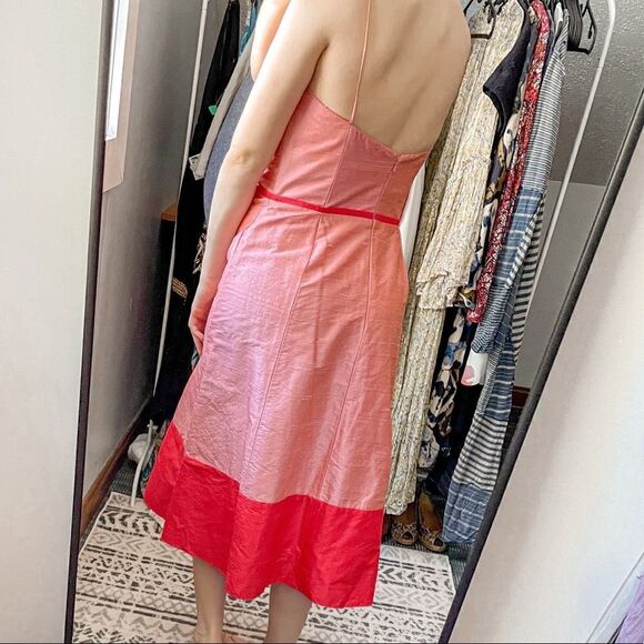 Watters & Watters Dupioni Silk Spaghetti Strap Dress Pink 10 - Picture 4 of 10